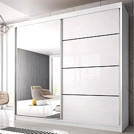 Malta-35 Sliding Mirror Door Wardrobe 233cm - White