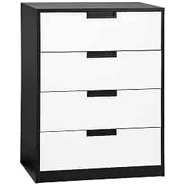 HERON XIV Black Chest of Drawers - Medium-sized, 4 Drawers