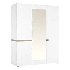 Wardrobe - CEDRIC 3 Door Wardrobe White with Oak 164cm