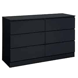 OPAL Black Chest of Drawers - Large-sized, 6 Drawers, Double