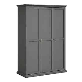 Wardrobe - PORTHOPE 3 Door Wardrobe Matt Grey 138.8cm