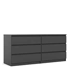 NANAIMO Black Chest of Drawers - Extra Large-sized, 6 Drawers