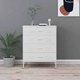 EWELINA White Chest of Drawers - Medium-sized, 4 Drawers
