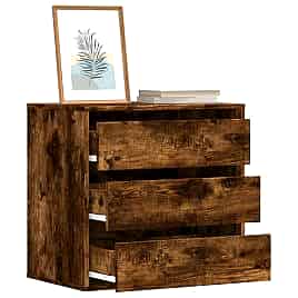 LEWISH III Oak Finish Chest of Drawers - Small-sized, 3 Drawers