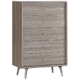 BURBANK Grey Chest of Drawers - Large-sized, 5 Drawers