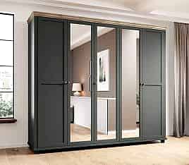 Wardrobe - EPSOM 5 Door Wardrobe Green and Oak Lefkas 246cm