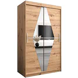 Sliding Wardrobe - SPURDLE 2 Door Mirrored Wardrobe Oak Artisan 120cm