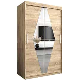 Sliding Wardrobe - SPURDLE 2 Door Mirrored Wardrobe Oak Sonoma 120cm