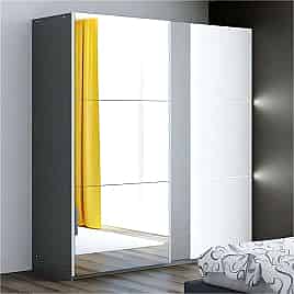 Sliding Wardrobe - CANTERBURY 2 Door Mirrored Wardrobe Graphite 200cm