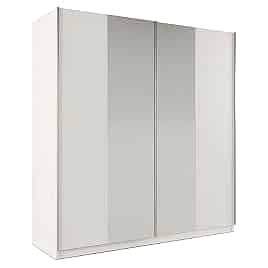 Sliding Wardrobe - LOTHIAN 2 Door Mirrored Wardrobe White 200cm