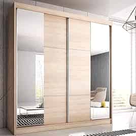 Sliding Wardrobe - MONIS 2 Door Mirrored Wardrobe Oak 233cm