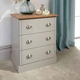 KESWICK Grey Chest of Drawers - Small-sized, 3 Drawers