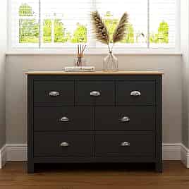 LEVIS Blue Chest of Drawers - Large-sized, 7 Drawers