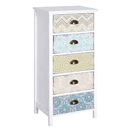 HERON XIII White Chest of Drawers - Tallboy, Small-sized, 5 Drawers
