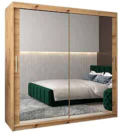 Sliding Wardrobe - TIVERTON III 2 Door Mirrored Wardrobe Oak Sonoma 200cm