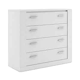INNISFAIL White Chest of Drawers - Medium-sized, 4 Drawers, Silver Handles