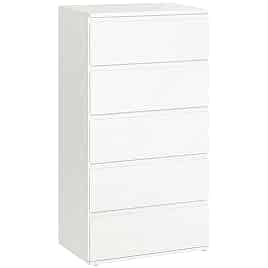 ROWAN White Chest of Drawers - Tallboy, Medium-sized, 5 Drawers