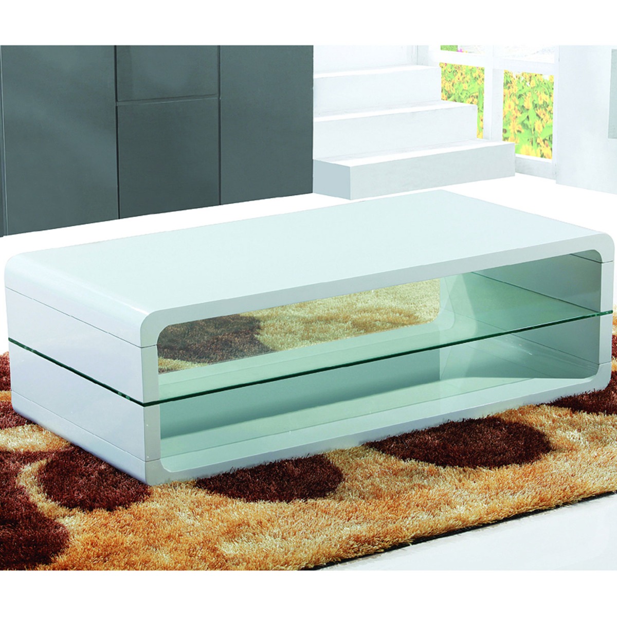 Zoltan High Gloss Coffee Table - White - Sigrid Mills