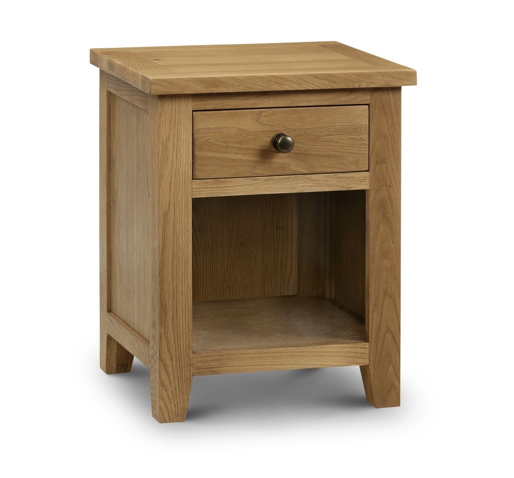 Bedside Table - MARLBOROUGH 1 Drawer Nightstand Oak 48cm - JB Collections
