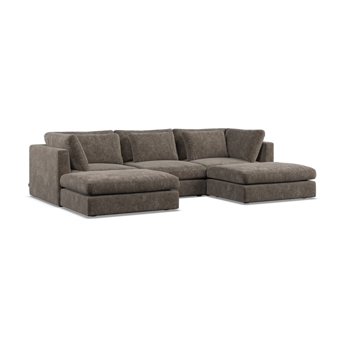 Corner Sofa - SOVA Fabric 5 Seater U Shaped Mocca - Footstool End - Edgbaston Living
