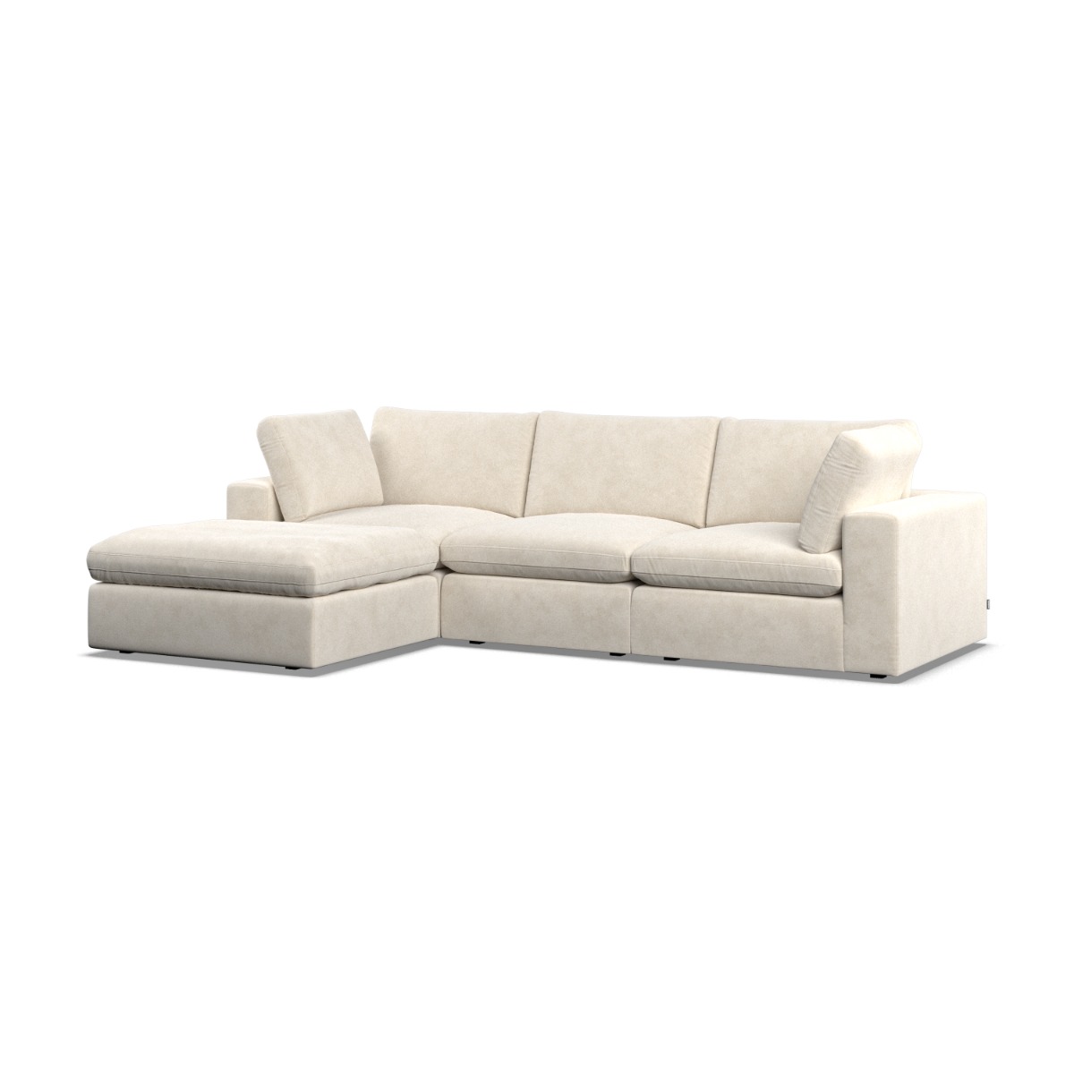 Corner Sofa - OBLAK Fabric 3 Seater Right Hand Facing Cotton - Footstool End - Edgbaston Living