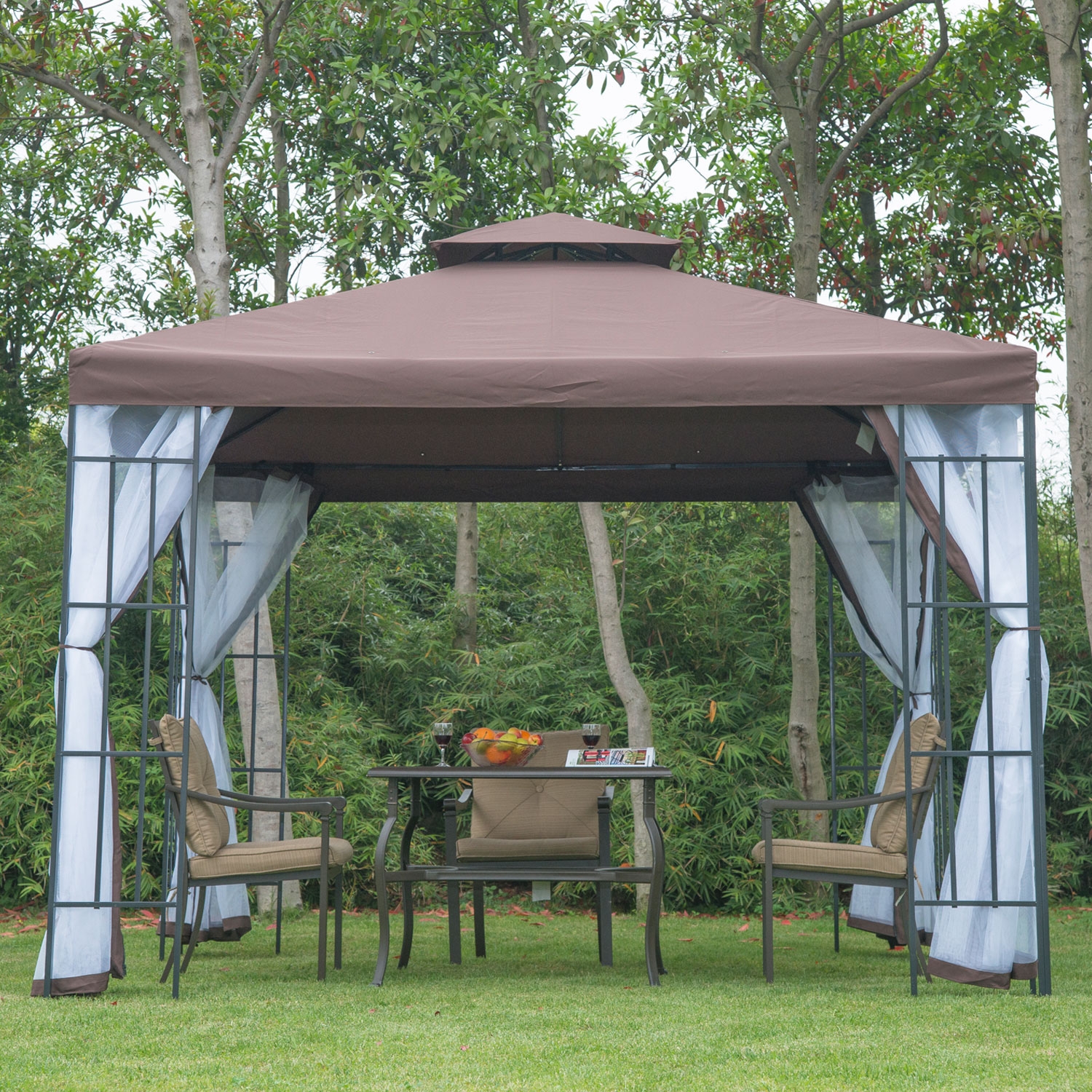3m x 3m Gazebo Marquee Metal Party Tent - The Garden Savant
