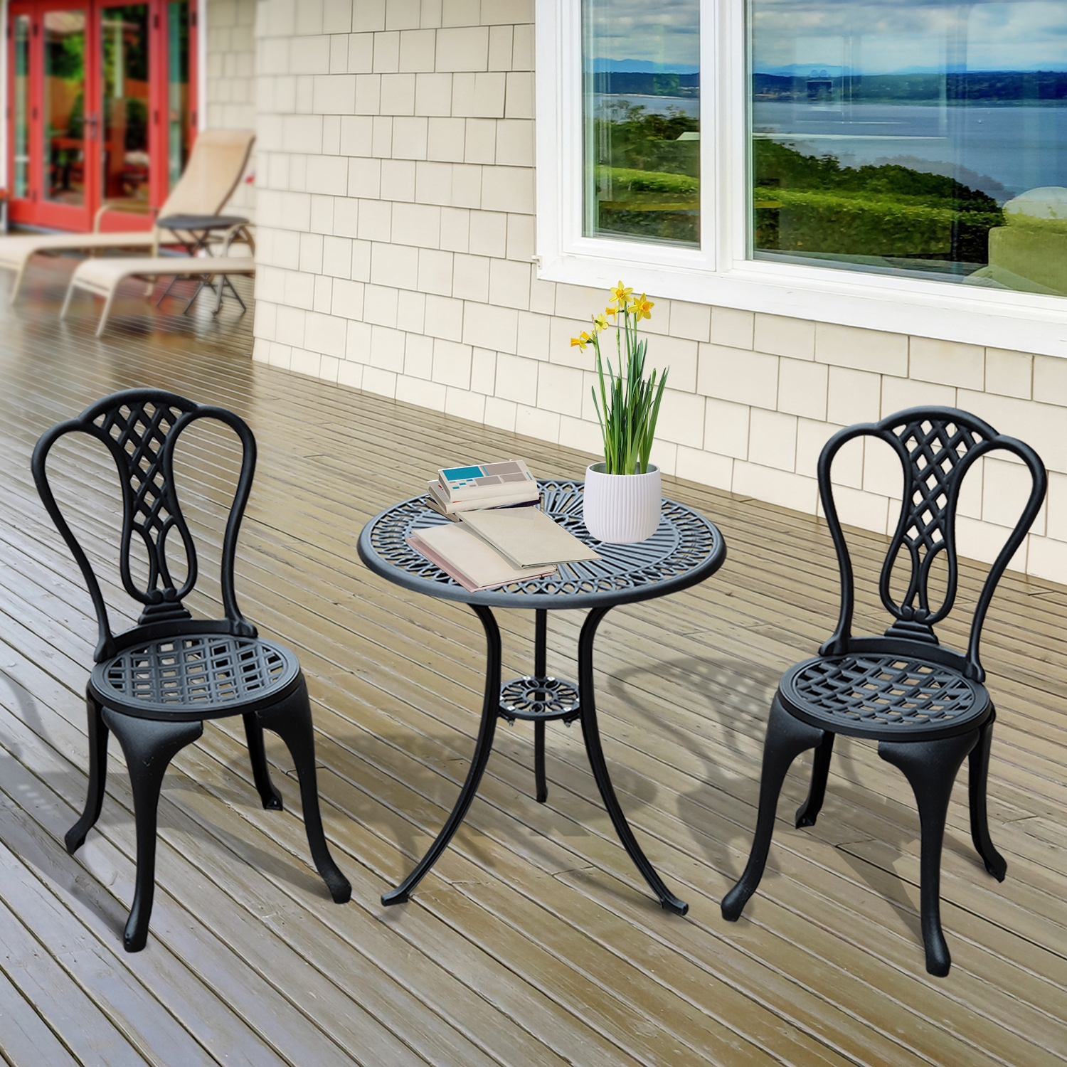 3PC Patio Cast Aluminium Bistro Set - Home Deals