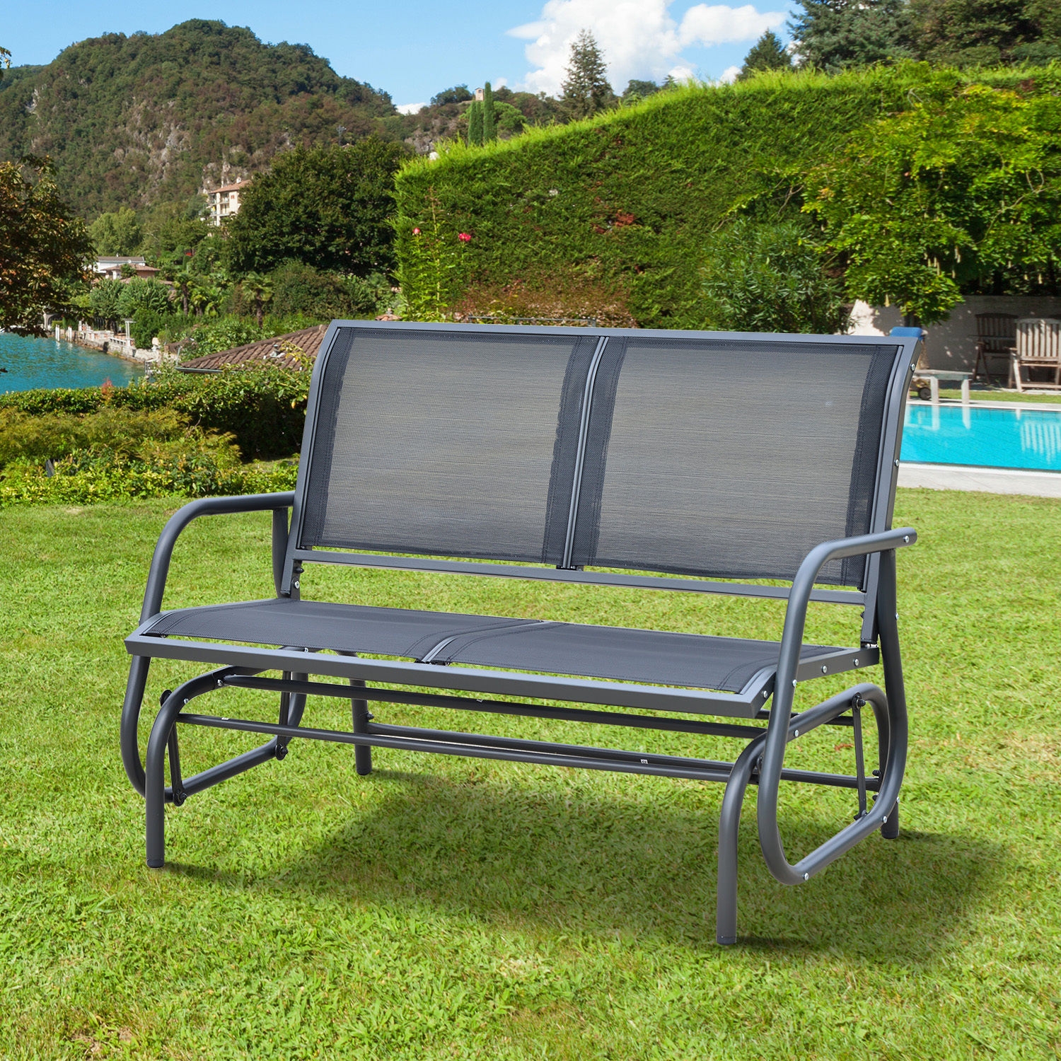 2-Seat Glider Swing Bench - Black - The Garden Savant