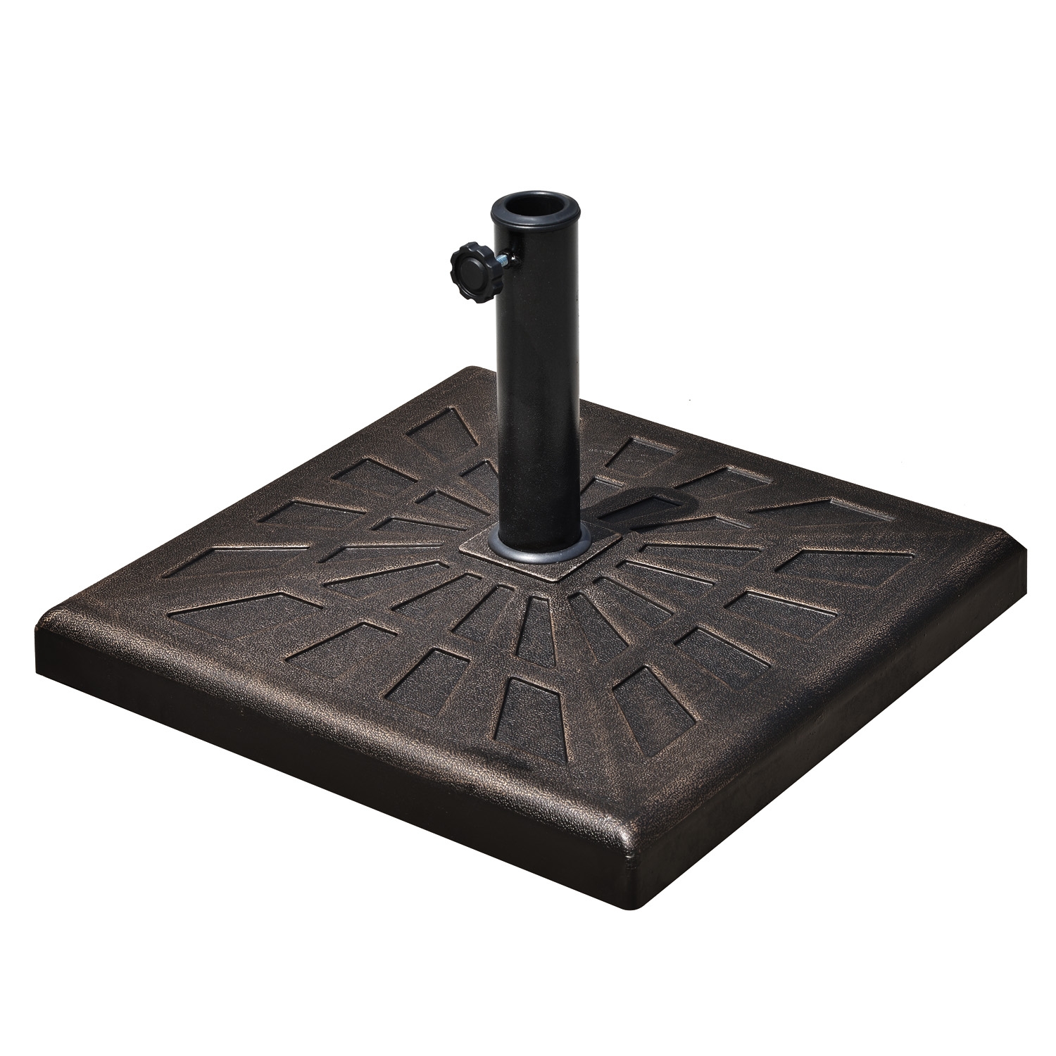 15kg Square Bronze Patterned Umbrella Base Stand - The Garden Savant
