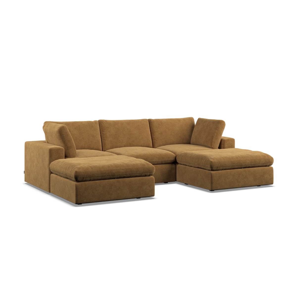 Corner Sofa - OBLAK Fabric 5 Seater U Shaped Amber - Footstool End - Edgbaston Living