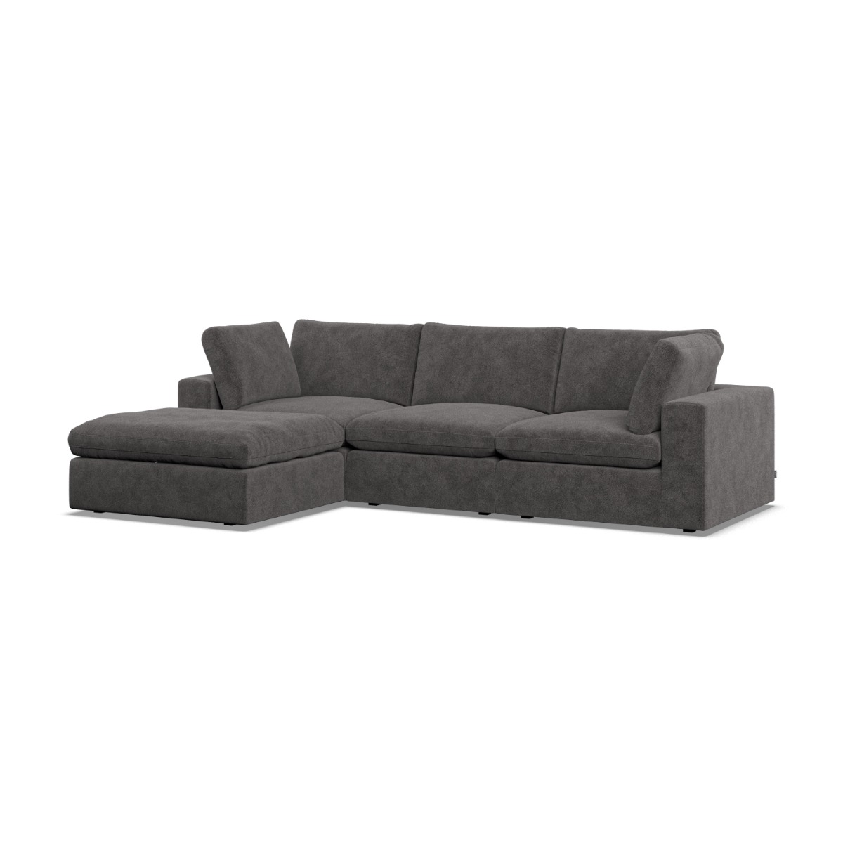 Corner Sofa - OBLAK Fabric 3 Seater Right Hand Facing Slate - Footstool End - Edgbaston Living