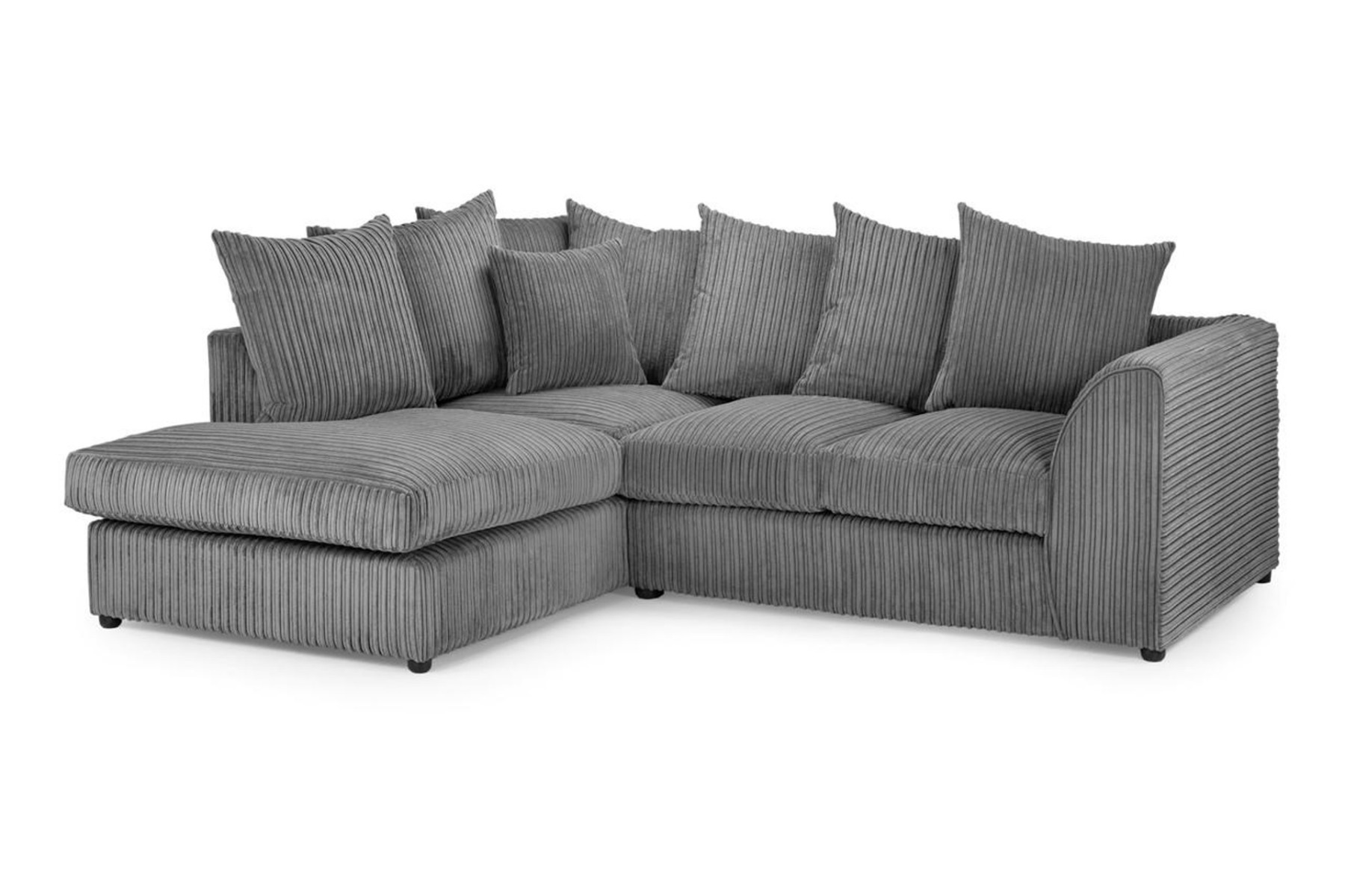 Harley Jumbo Cord Grey Corner Sofa - Left Arm - Sofa Central