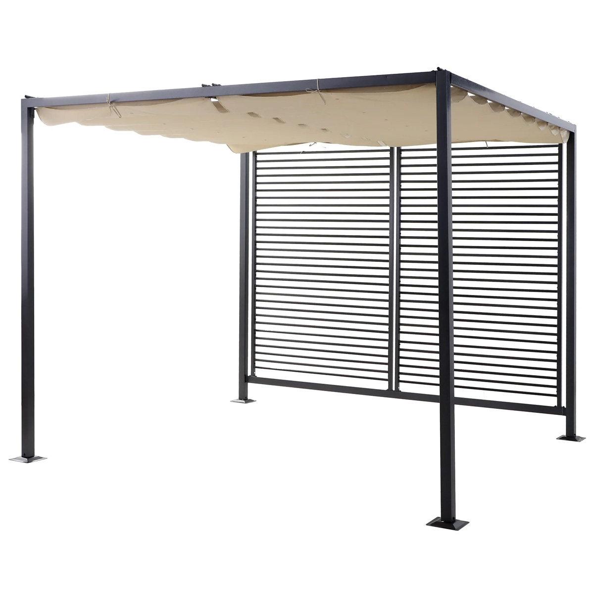 Retractable Metal Frame Outdoor Garden Pergola - Beige - The Garden Savant