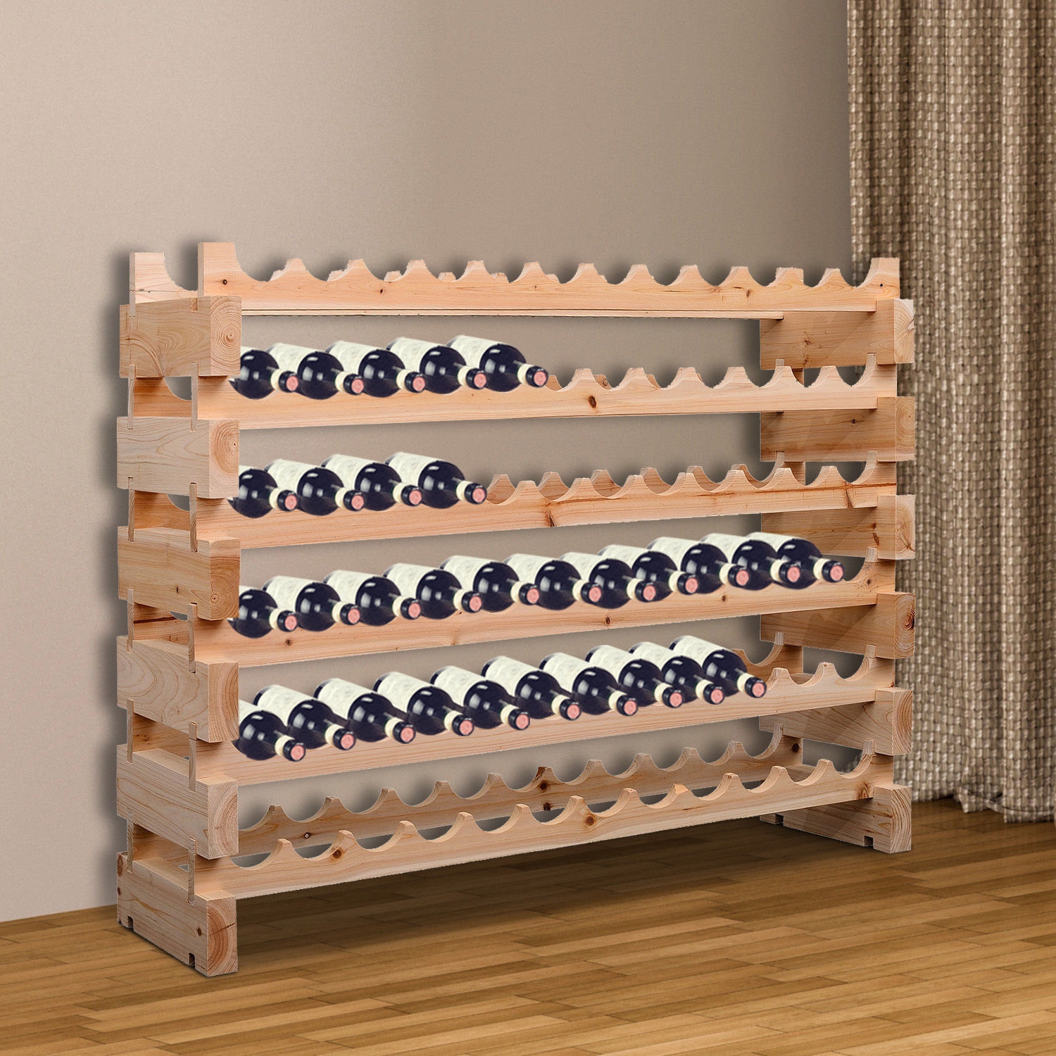 6 Tier Wooden Wine Storage Rack - Home Deals
