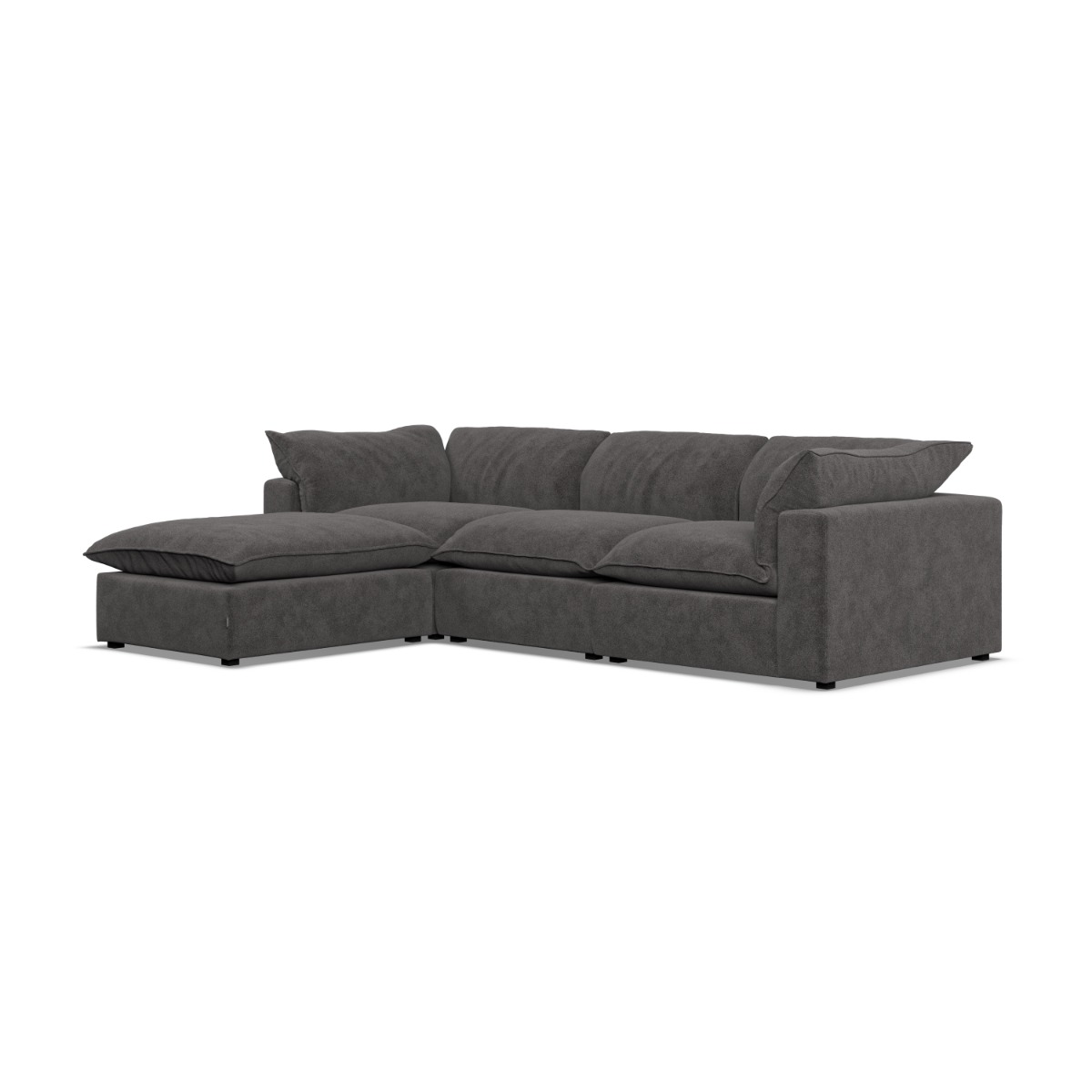 Corner Sofa - PUEBLA Fabric 3 Seater Right Hand Facing Slate - Footstool End - Edgbaston Living