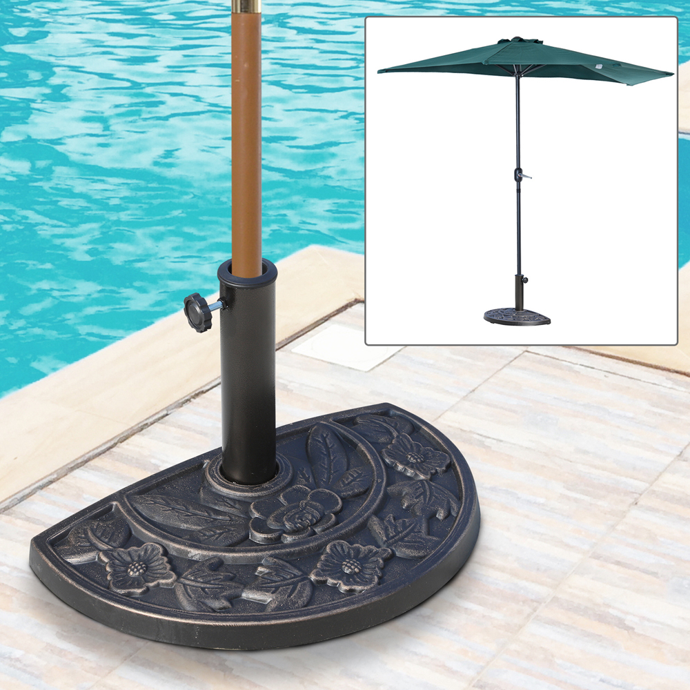 Resin Half Round Parasol Base - Bronze - Gardens Direct