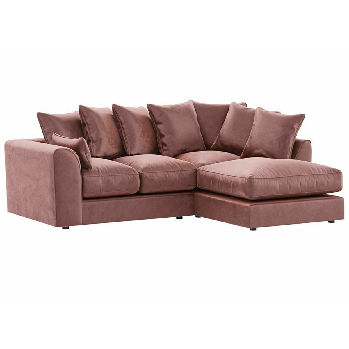 Modern Design Plush Fabric Corner Sofa LEFT RIGHT Hand Option - Pink - Steve and Co Mills