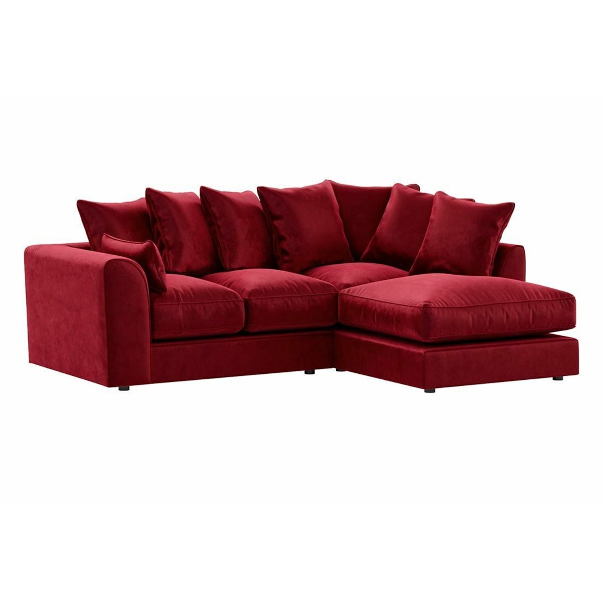 VOSTA Plush Velvet 4 Seater L Shaped - Right Hand Facing Corner Sofa - Red - Steve and Co Mills