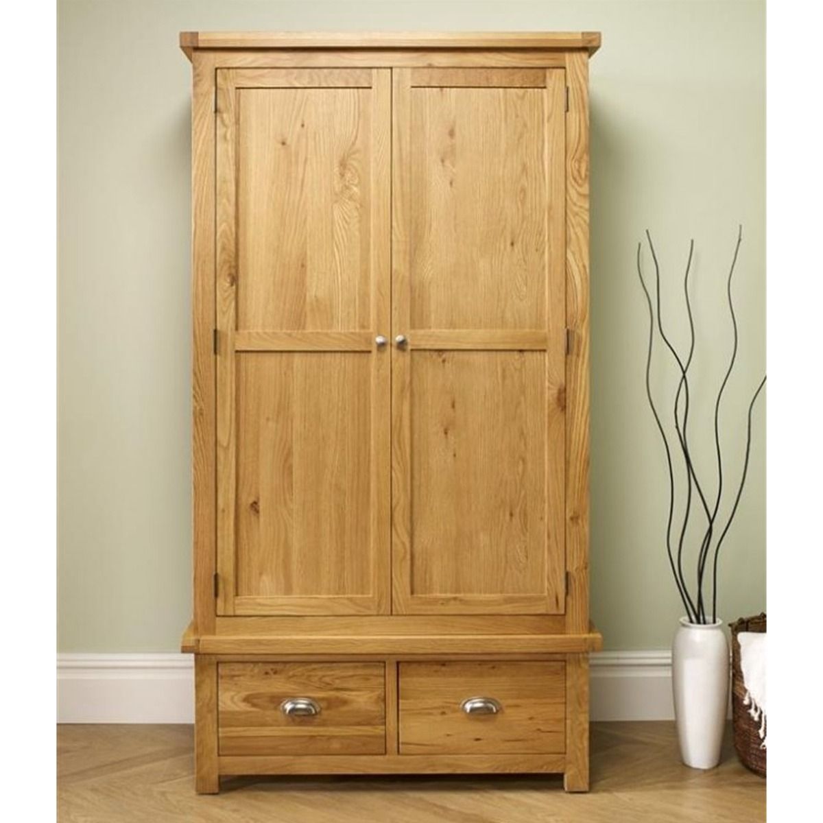 Wardrobe - WOKINGHAM 2 Door Wardrobe Oak 110cm - Birlea Essentials