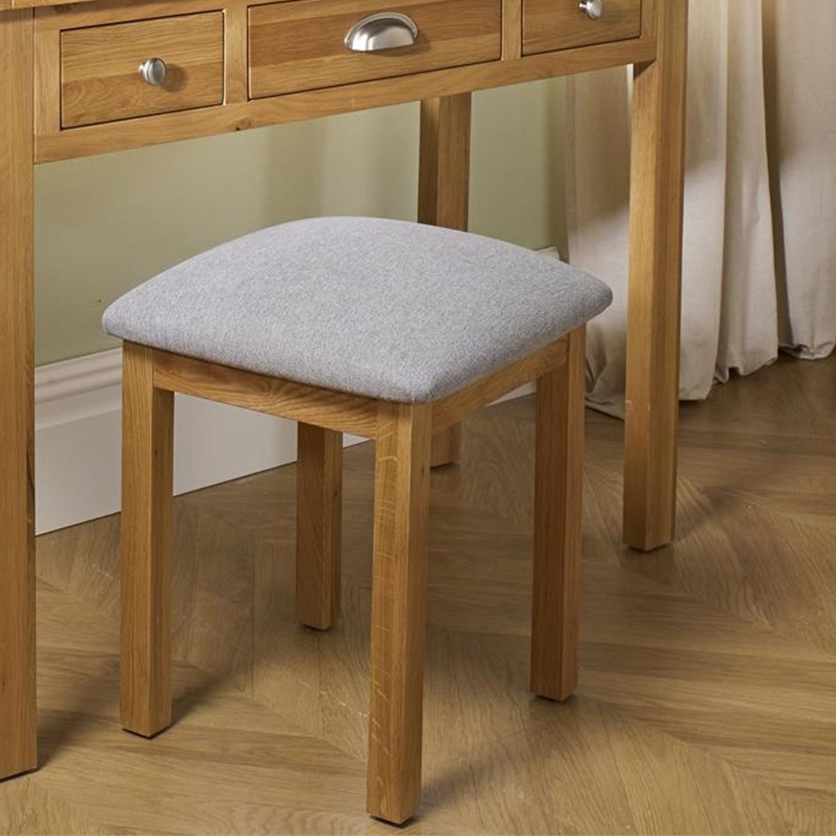 Birlea Woburn Oak Upholstered Stool - Birlea Essentials