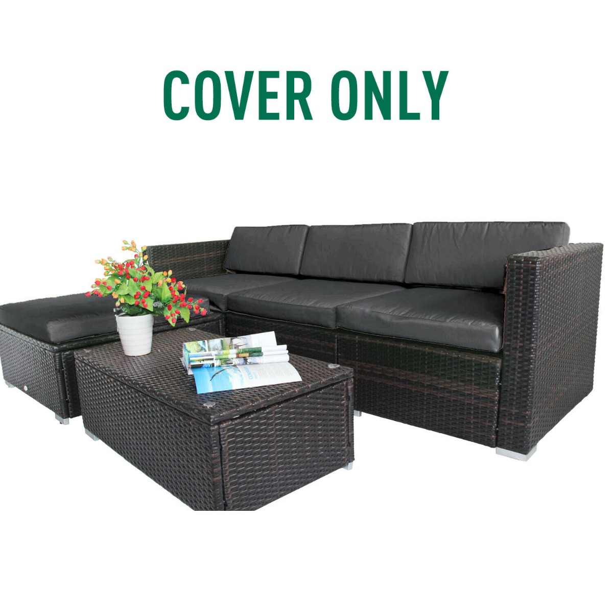 Garden Rattan Replacement Furniture Seat Cover Cushion Cover - Dark Grey - Aldo & Ehren