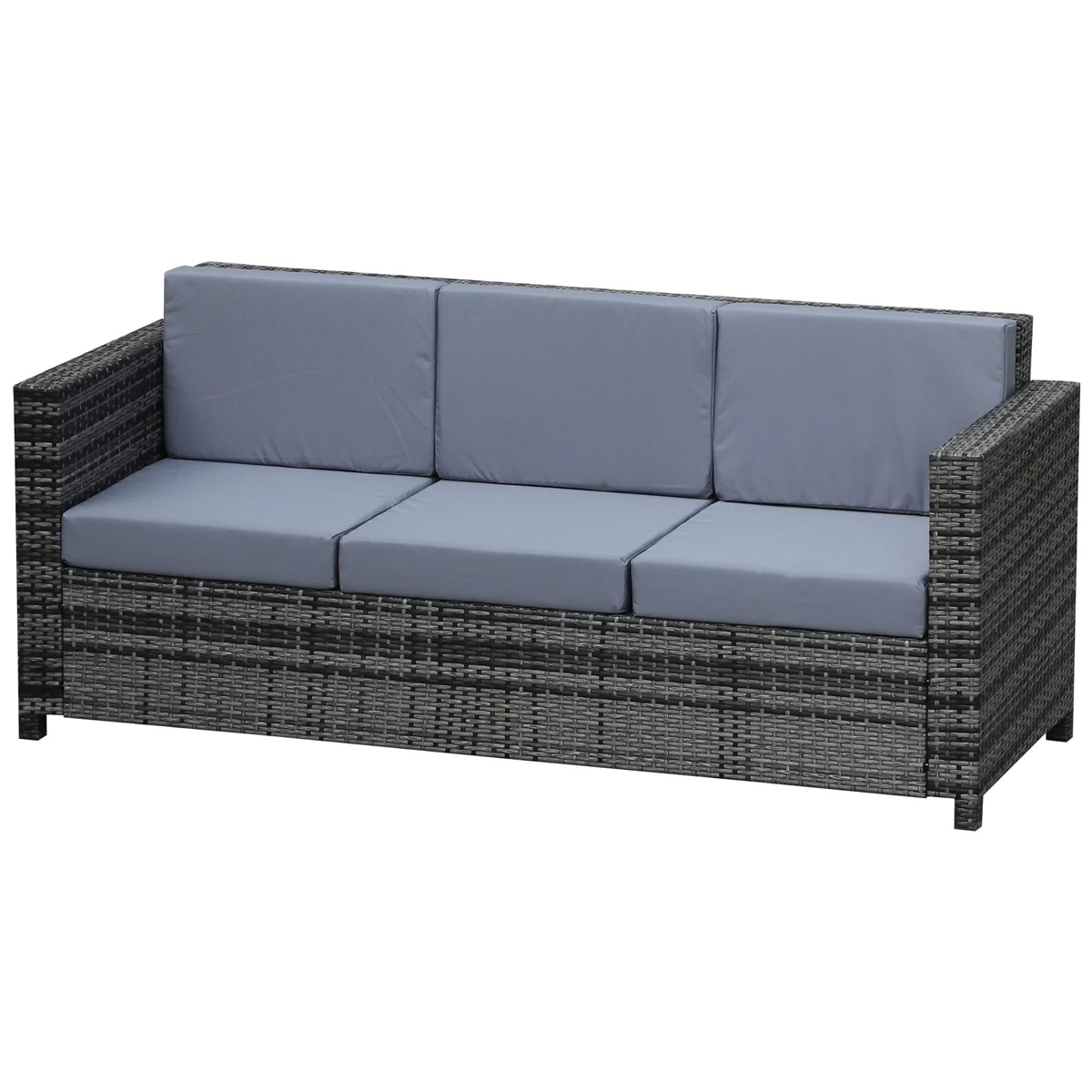 3-Seater Weather Resistant Outdoor Garden Rattan Sofa - Grey - The Garden Savant