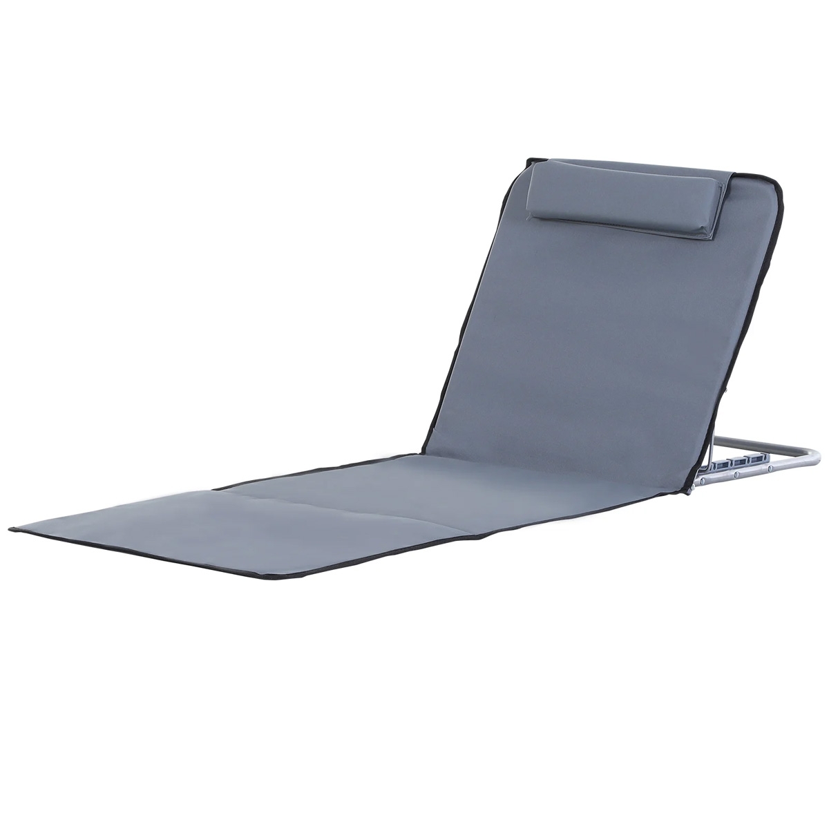 Steel Frame Set of Two Reclining Beach Mats - Grey - The Garden Savant