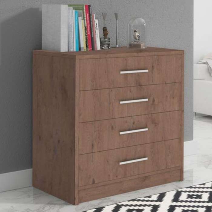AVERTON Dark Oak Finish Chest of Drawers - Medium-sized, 4 Drawers - Avellino & Wells