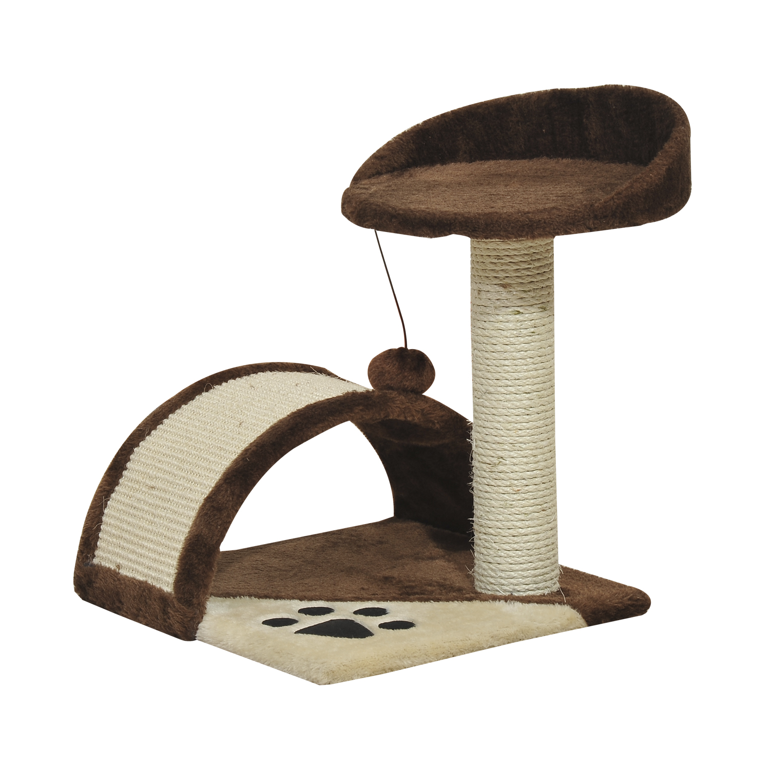 Cat Scratching Post for Indoor Cats, Cat Tree Scratching Scratcher Post Kitten Activity Centre Climber Hanging Ball Brown - Life Essentials