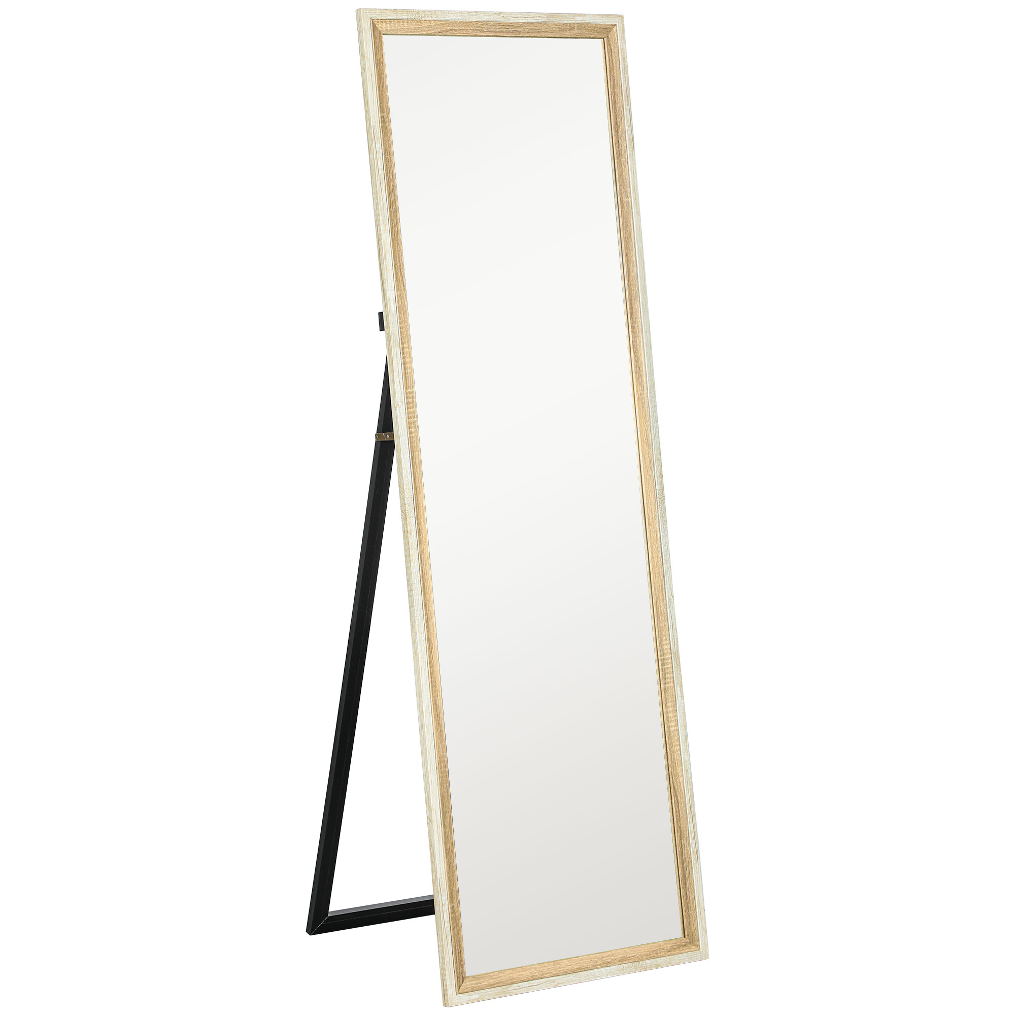 HERON 162.6 cm Two Tone Full Length Mirror White, Oak Tone - Life Essentials