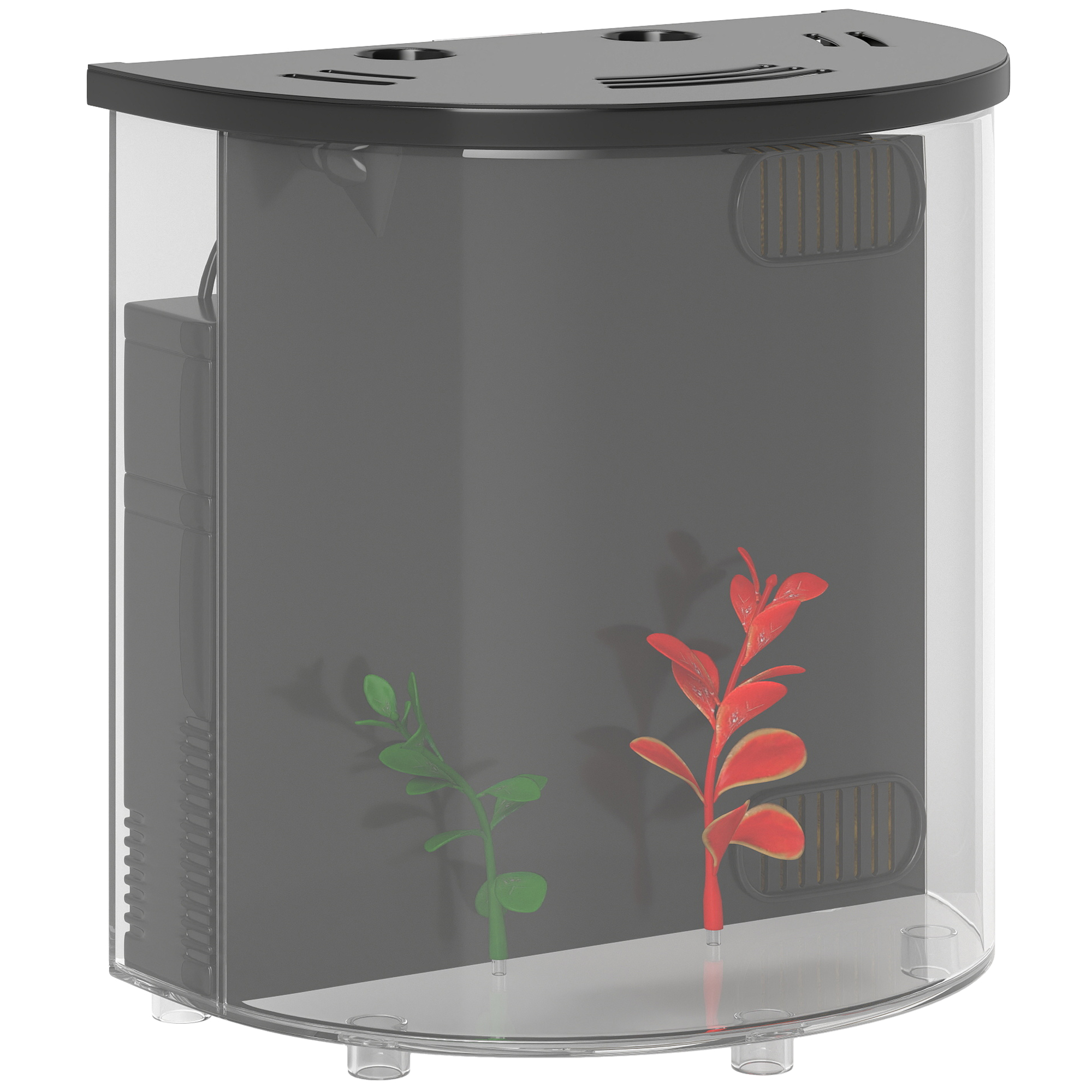 PAWSTER 3L Small Fish Tank with Filter System Black - Life Essentials