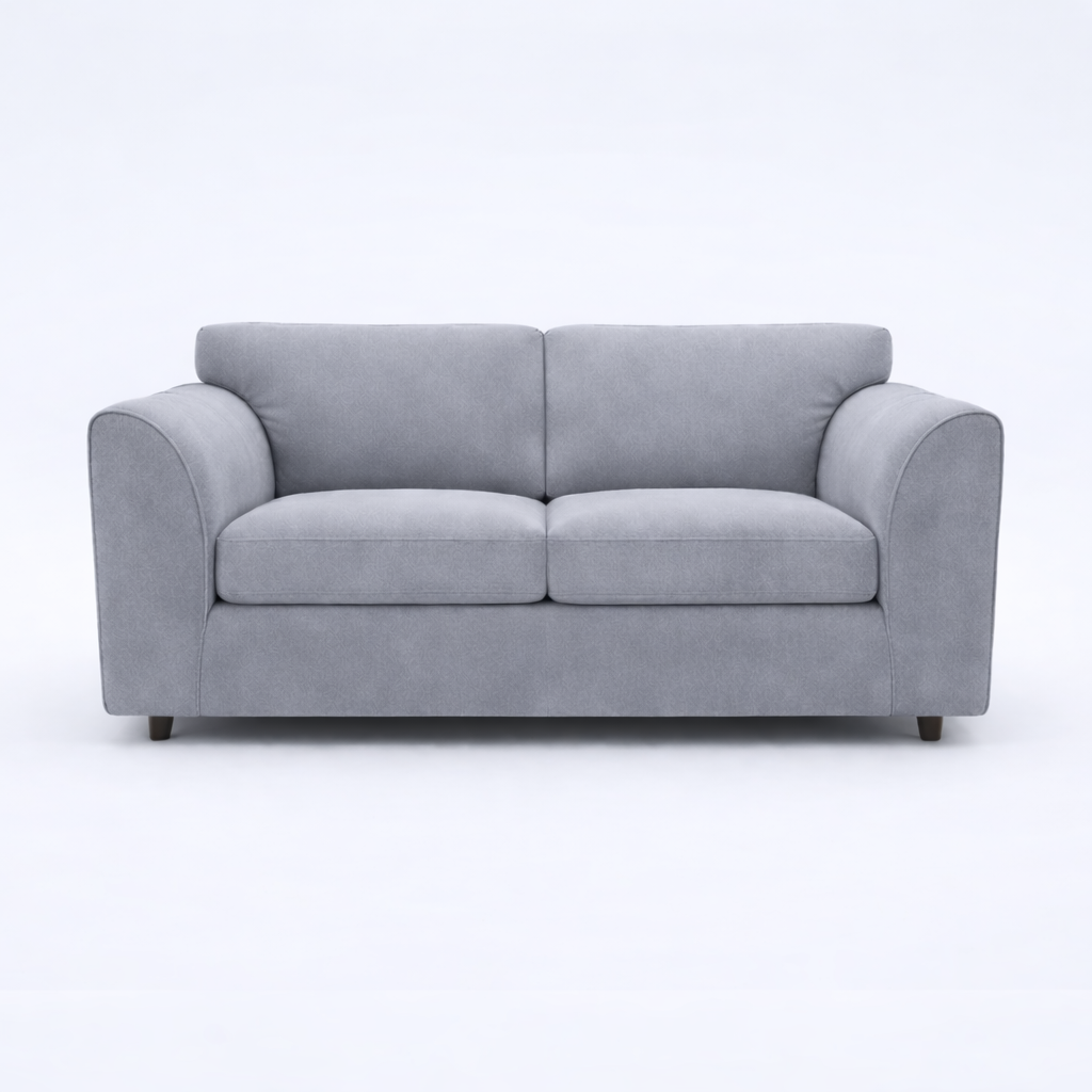 DELANO Plush Velvet 3 Seater Fullback Sofa - Light Grey - Home Done