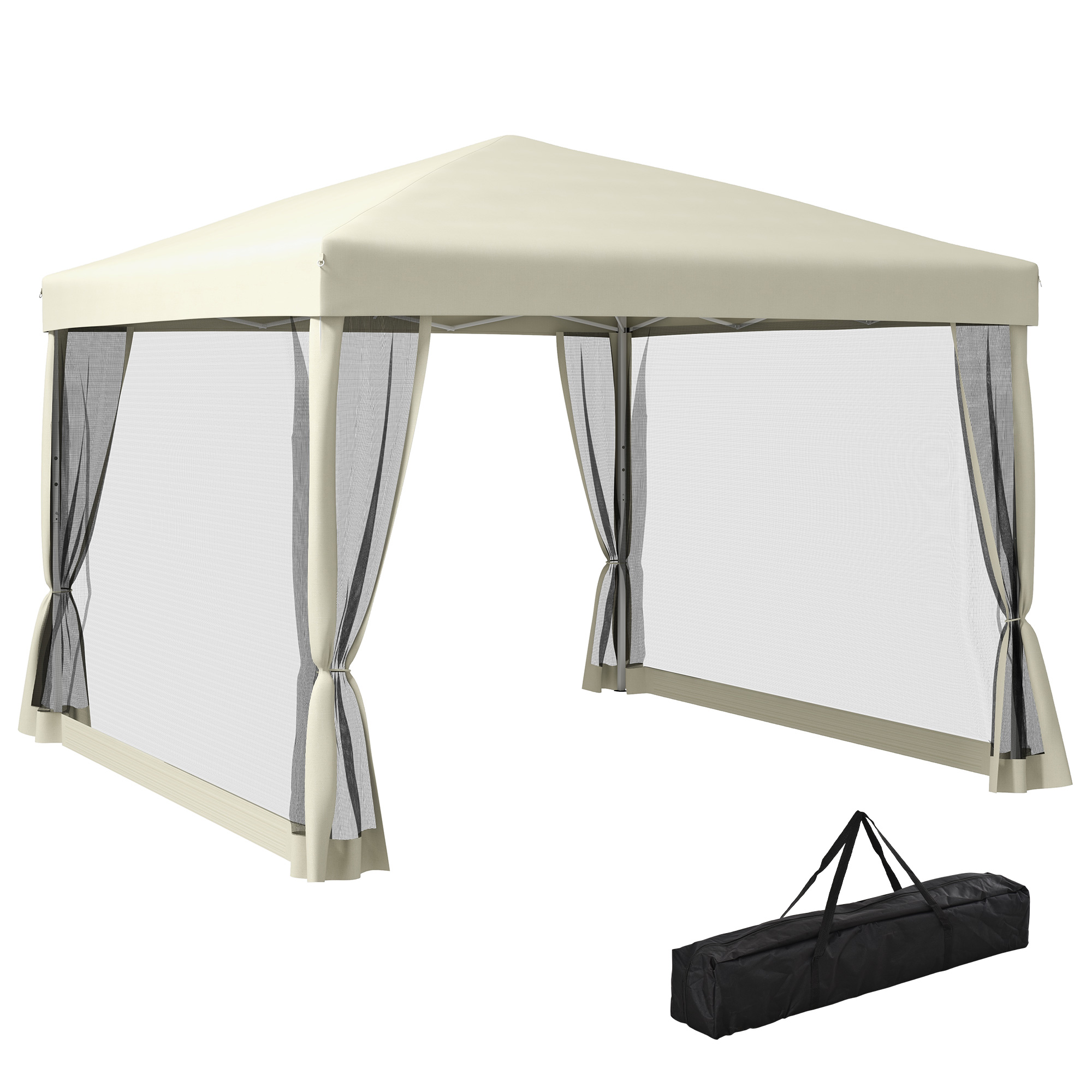 3x3m Pop Up Gazebo W/ Mesh Walls-Tan - Life Essentials