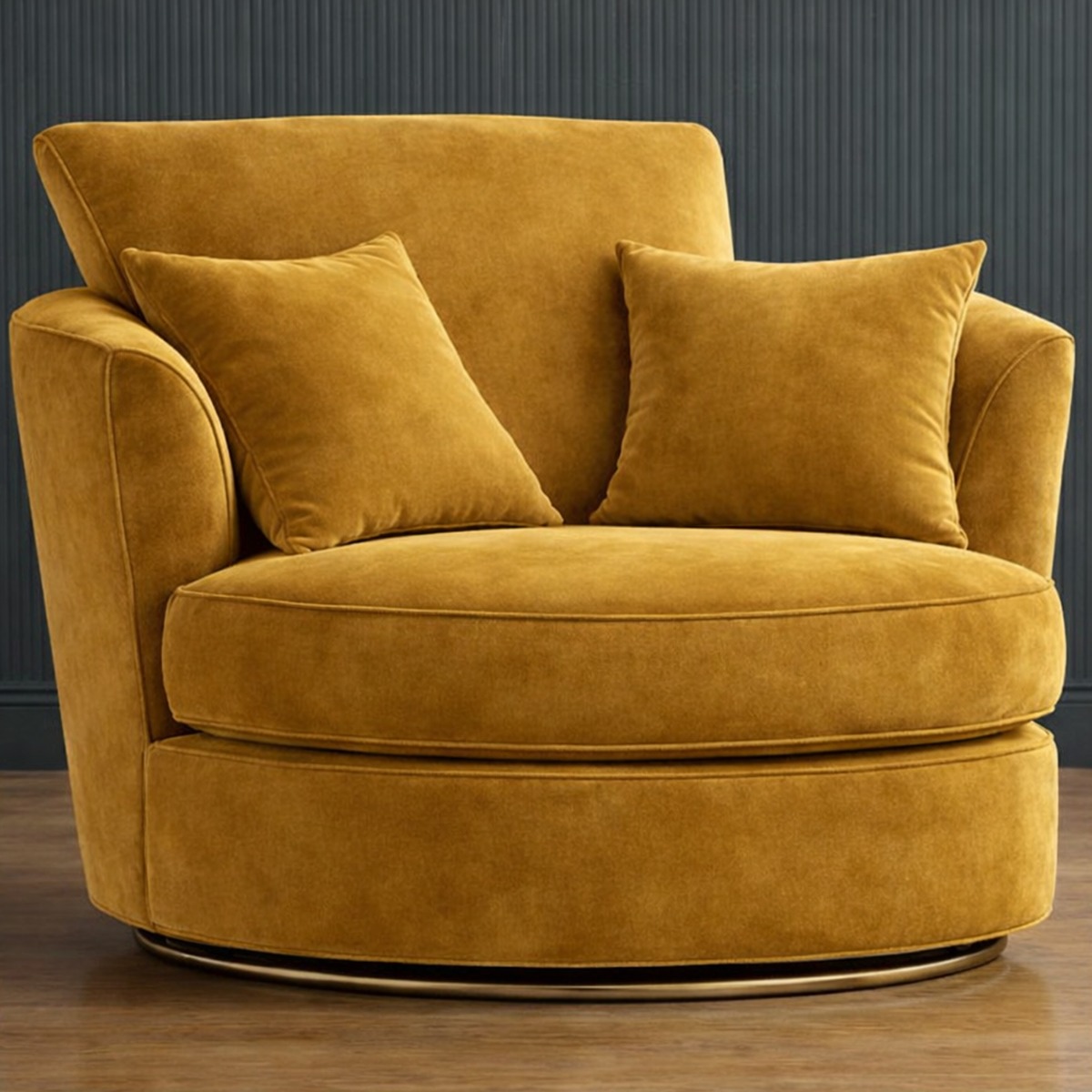 DELANO Plush Velvet Swivel Chair - Mustard - Home Done